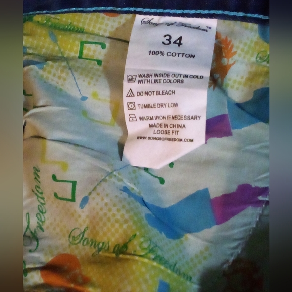 Songs Of Freedom Limited Edition Designer Embroidered Denim Jeans Men's 34 Blue - Picture 11 of 14